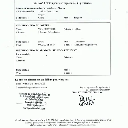 Mousse à Au Premier étage à 50 Metres De La * Sangatte